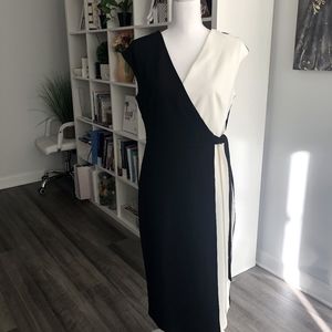 Luxology black and white wrapped dress
